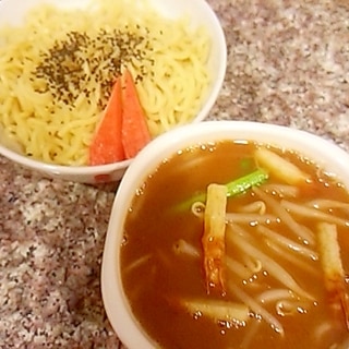 もやしと小松菜のごま油つけ麺